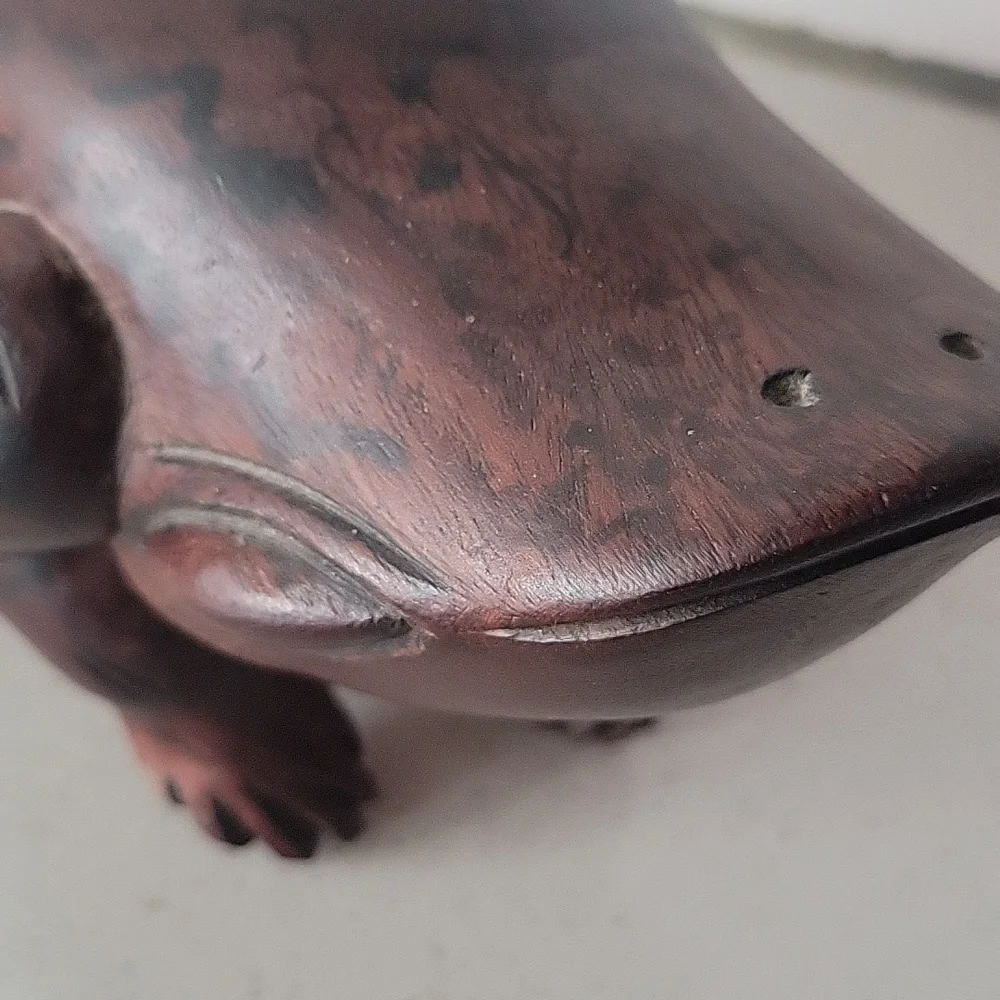 MCM Vintage Handcarved Wooden Frog Mahogany Color